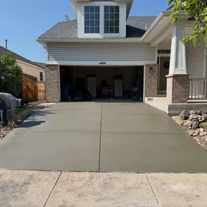 New concrete driveway and garage apron