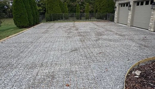 Gravel base driveway before concrete replacement