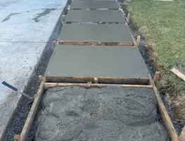 Walkway forms and base ready for concrete