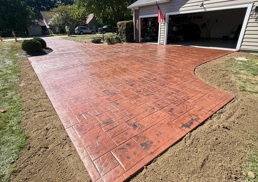 Red Stamped Slate Patio and Walkway in Visalia