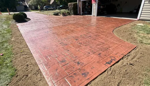 Red Stamped Slate Patio and Walkway in Visalia, photo 1