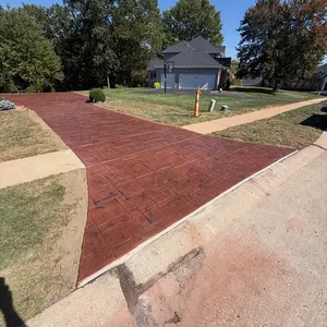 Red Stamped Slate Patio and Walkway in Visalia, photo 3