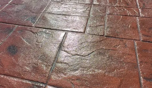 Red Stamped Slate Patio and Walkway in Visalia, photo 5