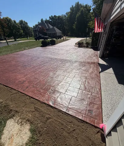 Red Stamped Slate Patio and Walkway in Visalia