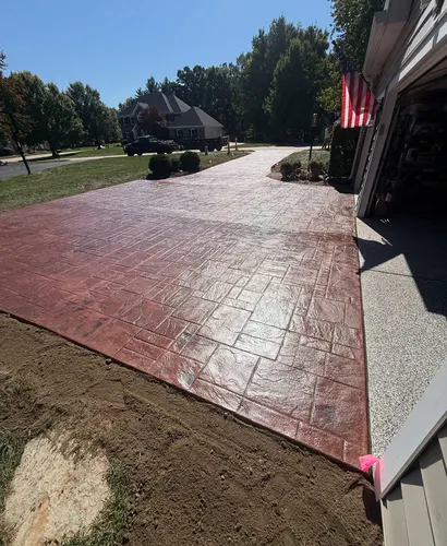 Red Stamped Slate Patio and Walkway in Visalia