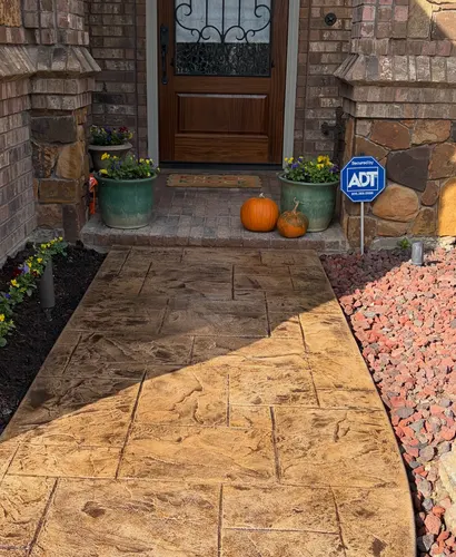 Stamped Ashlar Entry Courtyard in Tulare