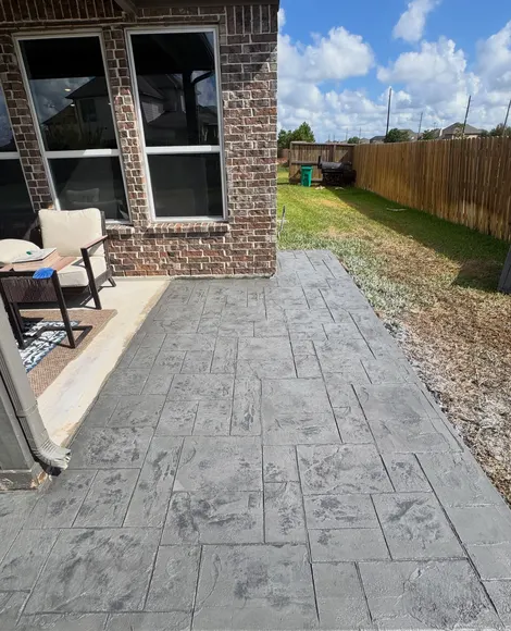 Stamped concrete side patio finished for a Visalia customer